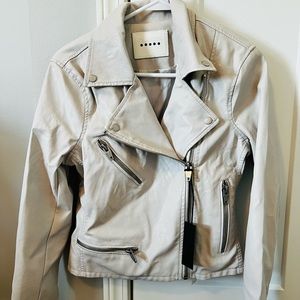Blank NYC Cream Faux Leather Moto Jacket, Size S